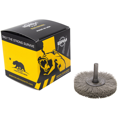3″ Diameter × 3/8″ Width, 500 Grit, Aluminum Oxide, 0.018″ Crimped Bristle, Wheel Brush