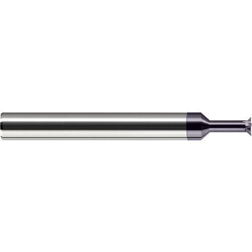 Chamfer Cutters - 0.0800″ Head Diameter × 0.0140″ LOC × 0.2500″ (1/4″) Neck Length × 45° per side Carbide Back Chamfer Cutter, 4 Flutes, AlTiN Coated